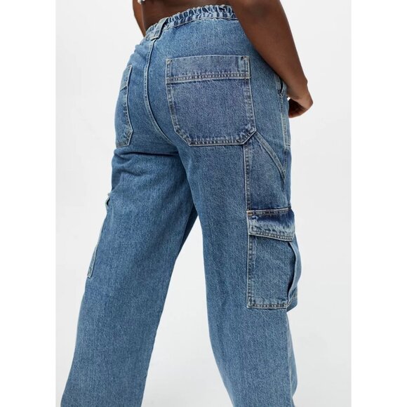 BDG Denim High Rise Skate Cargo Pocket Baggy Jeans Punk Urban Outfitters Blue 28 - Picture 2 of 12